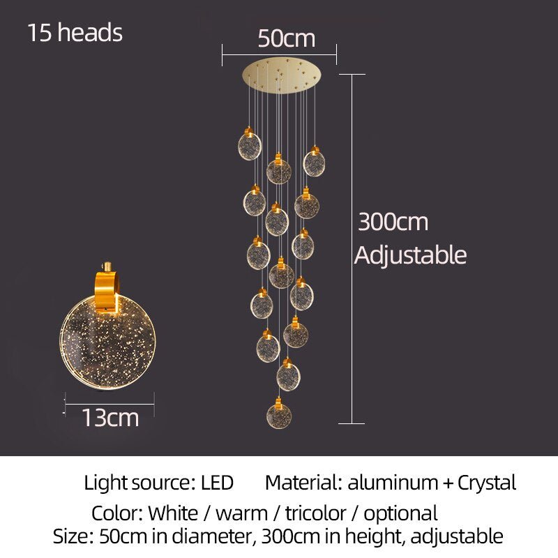 Crystal Rings Staircase Chandelier – Premium LED Pendant Light-MinimalisticDecor.com