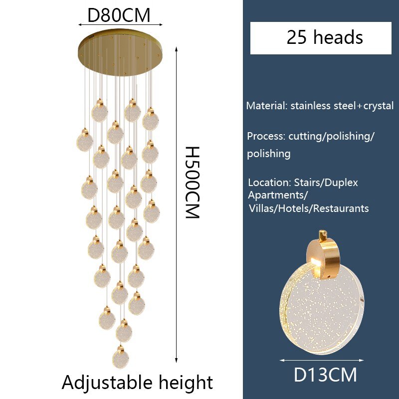 Crystal Rings Staircase Chandelier – Premium LED Pendant Light-MinimalisticDecor.com