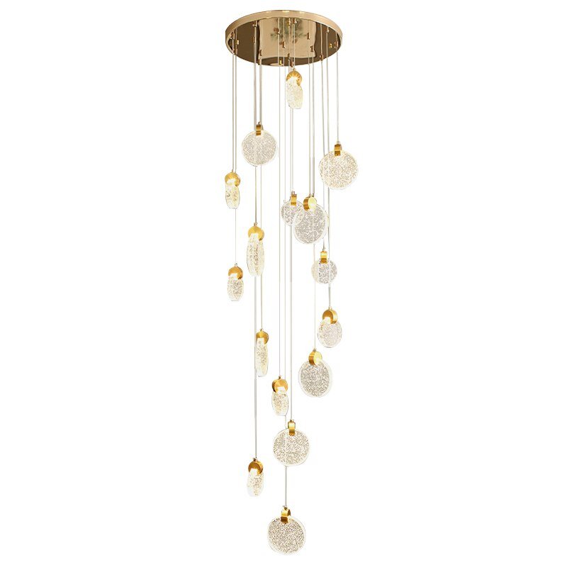 Crystal Rings Staircase Chandelier – Premium LED Pendant Light-MinimalisticDecor.com