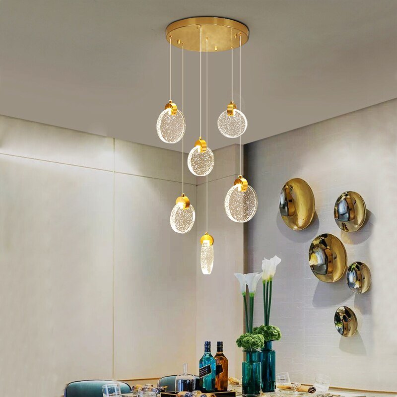 Crystal Rings Staircase Chandelier – Premium LED Pendant Light-MinimalisticDecor.com