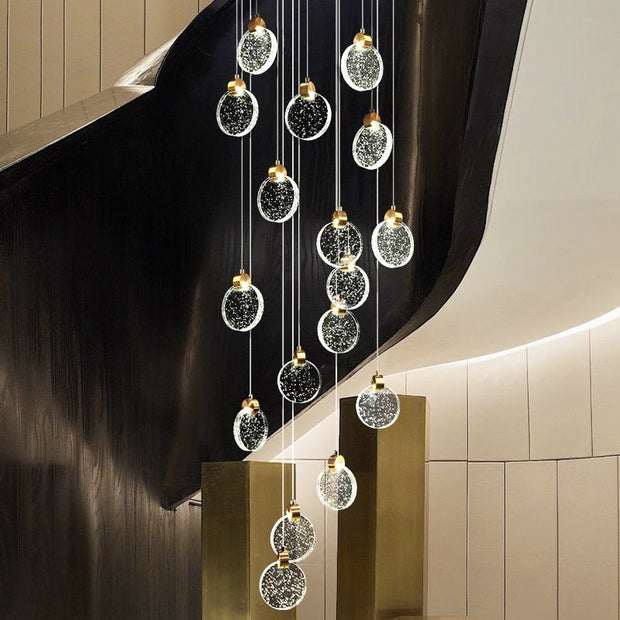Crystal Rings Staircase Chandelier – Premium LED Pendant Light-MinimalisticDecor.com