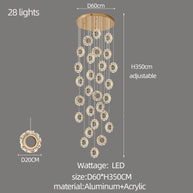 Crystal Rings Stairs Chandelier – Elegant Multi-Ring LED Pendant for Staircases-MinimalisticDecor.com