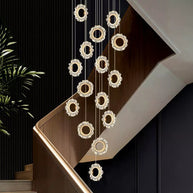 Crystal Rings Stairs Chandelier – Elegant Multi-Ring LED Pendant for Staircases-MinimalisticDecor.com