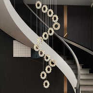 Crystal Rings Stairs Chandelier – Elegant Multi-Ring LED Pendant for Staircases-MinimalisticDecor.com
