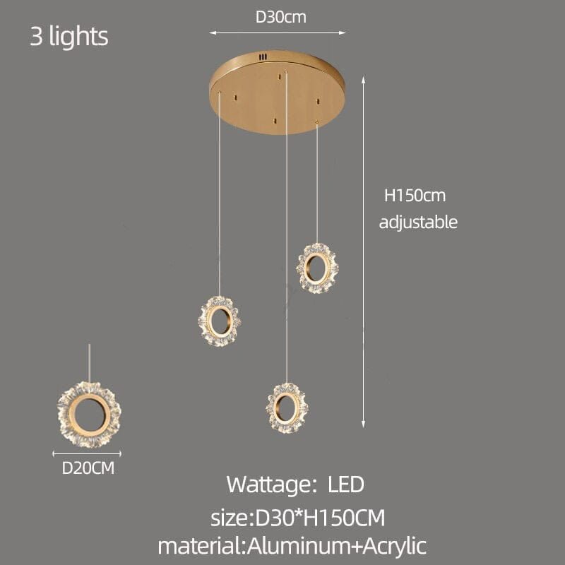 Crystal Rings Stairs Chandelier – Elegant Multi-Ring LED Pendant for Staircases-MinimalisticDecor.com