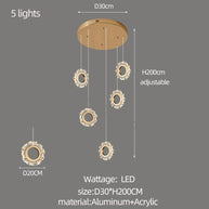 Crystal Rings Stairs Chandelier – Elegant Multi-Ring LED Pendant for Staircases-MinimalisticDecor.com
