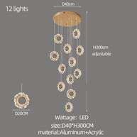 Crystal Rings Stairs Chandelier – Elegant Multi-Ring LED Pendant for Staircases-MinimalisticDecor.com