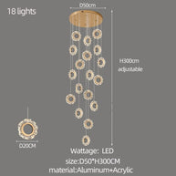 Crystal Rings Stairs Chandelier – Elegant Multi-Ring LED Pendant for Staircases-MinimalisticDecor.com