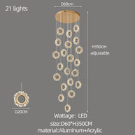 Crystal Rings Stairs Chandelier – Elegant Multi-Ring LED Pendant for Staircases-MinimalisticDecor.com