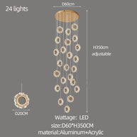 Crystal Rings Stairs Chandelier – Elegant Multi-Ring LED Pendant for Staircases-MinimalisticDecor.com