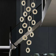 Crystal Rings Stairs Chandelier – Elegant Multi-Ring LED Pendant for Staircases-MinimalisticDecor.com