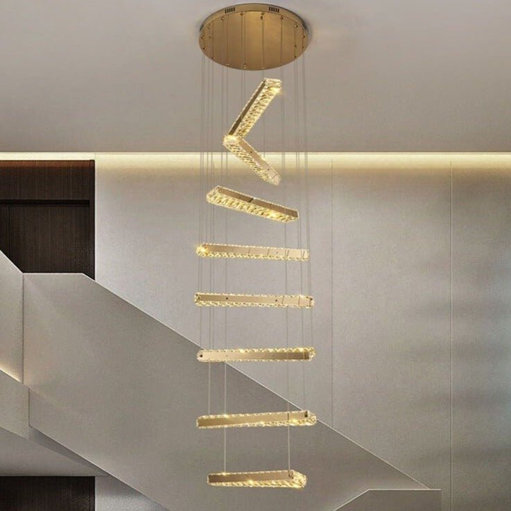 Crystal Rotating Bars Stairs LED Chandelier-MinimalisticDecor.com