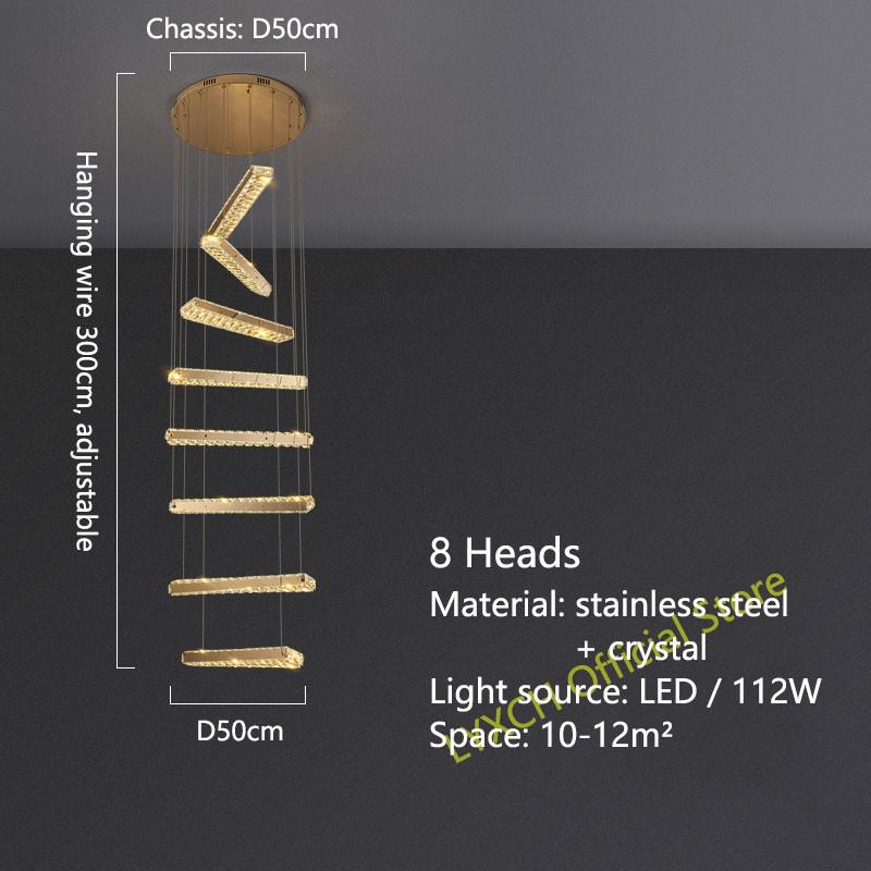 Crystal Rotating Bars Stairs LED Chandelier-MinimalisticDecor.com