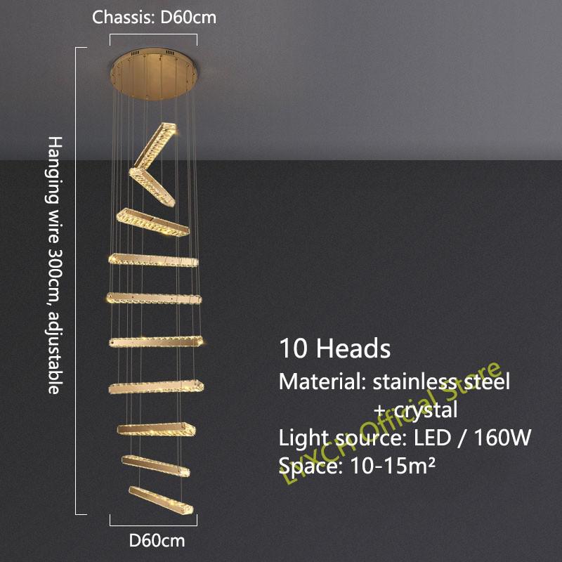 Crystal Rotating Bars Stairs LED Chandelier-MinimalisticDecor.com