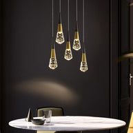 Crystal Spiral Cones Staircase Chandelier – Modern LED Lighting for High Ceilings-MinimalisticDecor.com