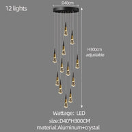 Crystal Spiral Cones Staircase Chandelier – Modern LED Lighting for High Ceilings-MinimalisticDecor.com