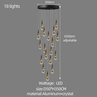 Crystal Spiral Cones Staircase Chandelier – Modern LED Lighting for High Ceilings-MinimalisticDecor.com