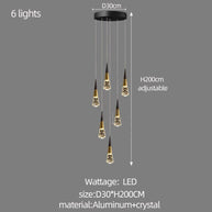 Crystal Spiral Cones Staircase Chandelier – Modern LED Lighting for High Ceilings-MinimalisticDecor.com