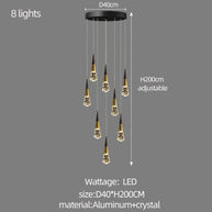 Crystal Spiral Cones Staircase Chandelier – Modern LED Lighting for High Ceilings-MinimalisticDecor.com