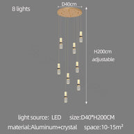 Crystal Tubes Staircase Chandelier – Luxurious LED Pendant for Elegant Stairwells-MinimalisticDecor.com