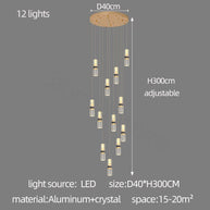 Crystal Tubes Staircase Chandelier – Luxurious LED Pendant for Elegant Stairwells-MinimalisticDecor.com