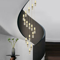 Crystal Tubes Staircase Chandelier – Luxurious LED Pendant for Elegant Stairwells-MinimalisticDecor.com