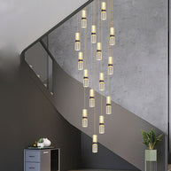 Crystal Tubes Staircase Chandelier – Luxurious LED Pendant for Elegant Stairwells-MinimalisticDecor.com