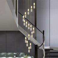 Crystal Tubes Staircase Chandelier – Luxurious LED Pendant for Elegant Stairwells-MinimalisticDecor.com