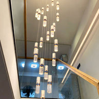 Crystal Tubes Staircase Chandelier – Luxurious LED Pendant for Elegant Stairwells-MinimalisticDecor.com