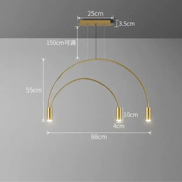 Curve Gold Hanging Light – Sleek Plated Finish with Knob Switch-MinimalisticDecor.com