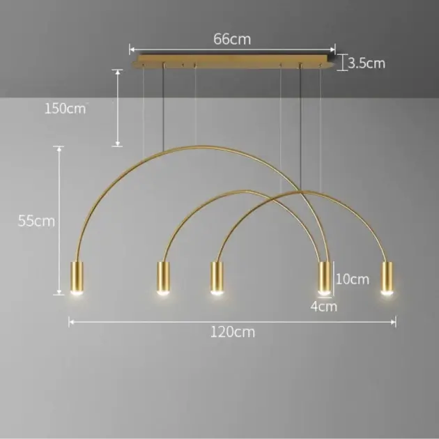 Curve Gold Hanging Light – Sleek Plated Finish with Knob Switch-MinimalisticDecor.com