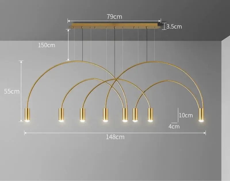 Curve Gold Hanging Light – Sleek Plated Finish with Knob Switch-MinimalisticDecor.com