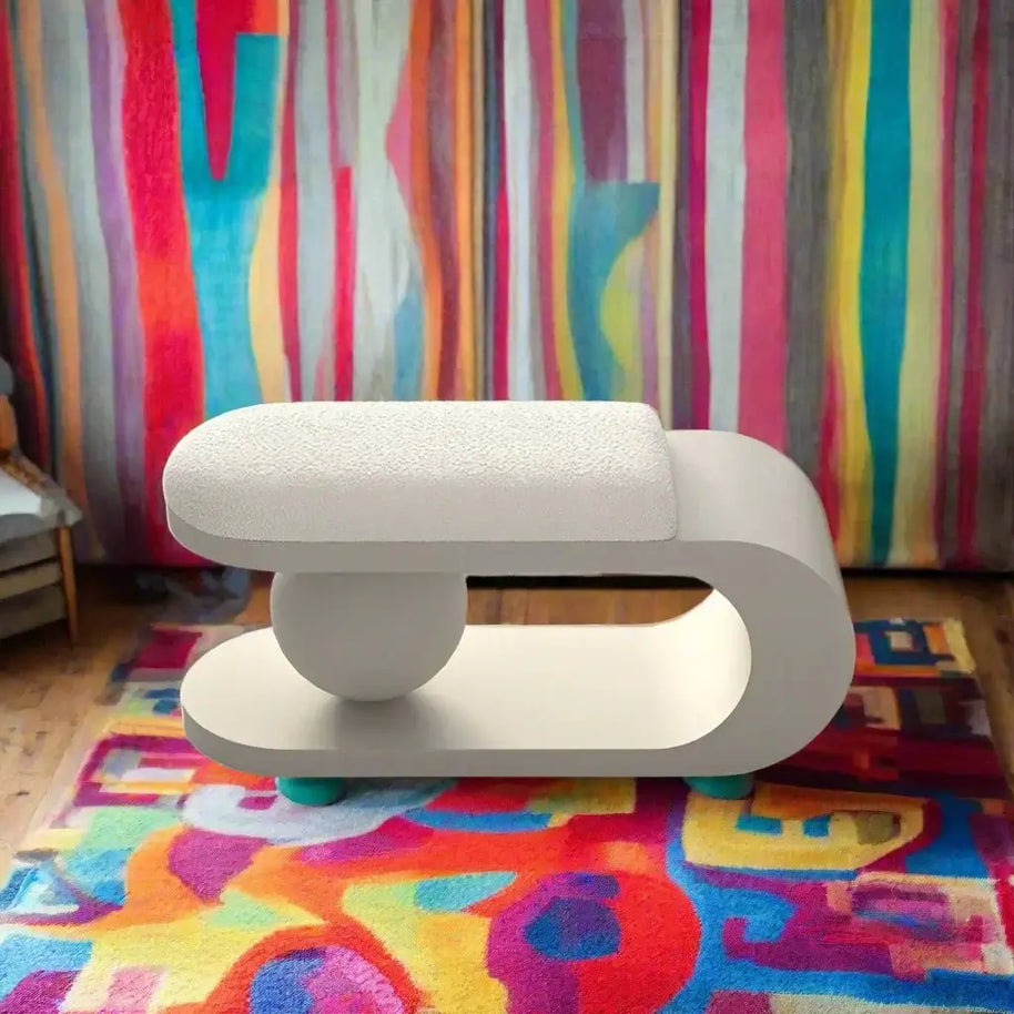 Curve Shoe Changing Stool with Lamb Wool Cushion-MinimalisticDecor.com