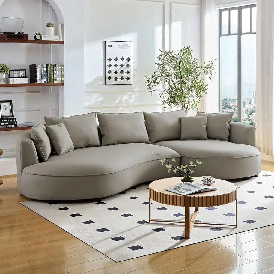 Curved Sectional Boucle Sofa Couch-MinimalisticDecor.com