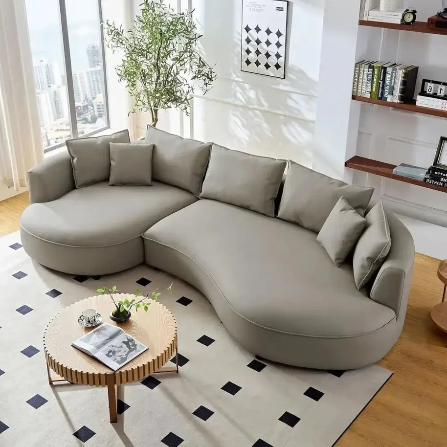 Curved Sectional Boucle Sofa Couch-MinimalisticDecor.com