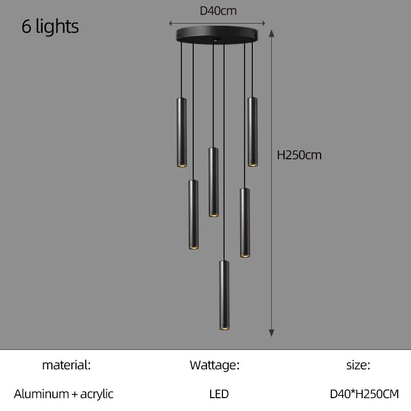 Cylindrical Pendant Staircase Chandelier-MinimalisticDecor.com