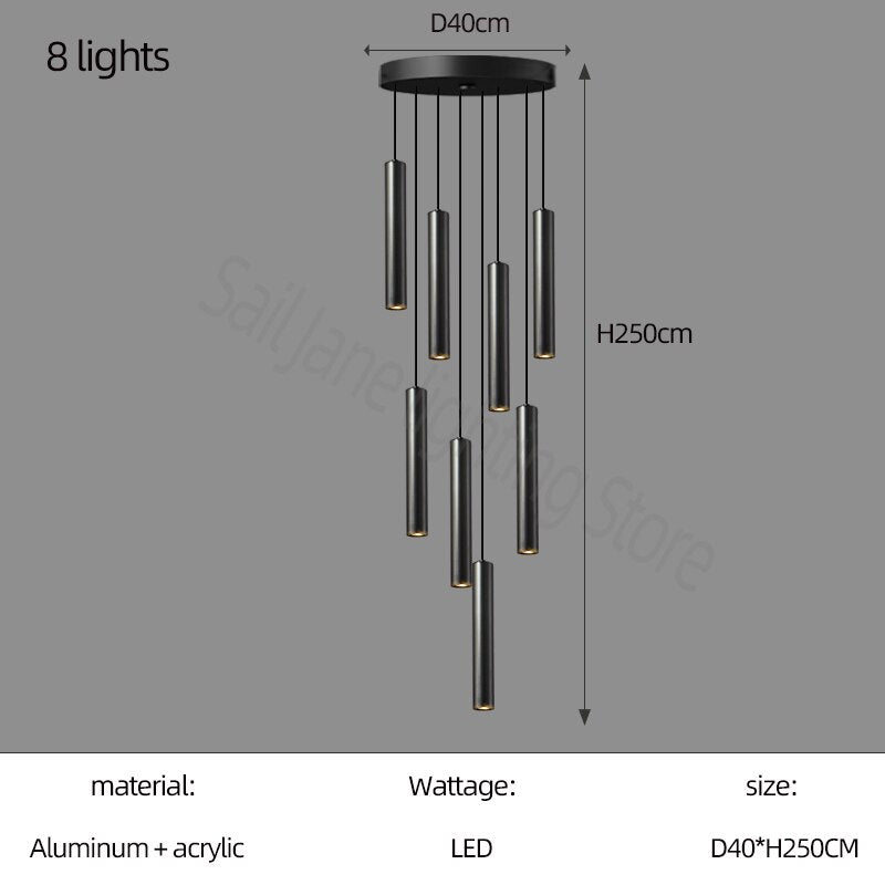 Cylindrical Pendant Staircase Chandelier-MinimalisticDecor.com