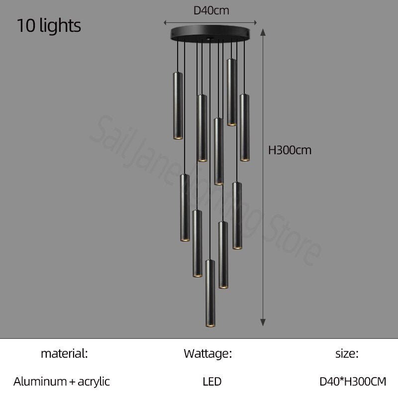 Cylindrical Pendant Staircase Chandelier-MinimalisticDecor.com