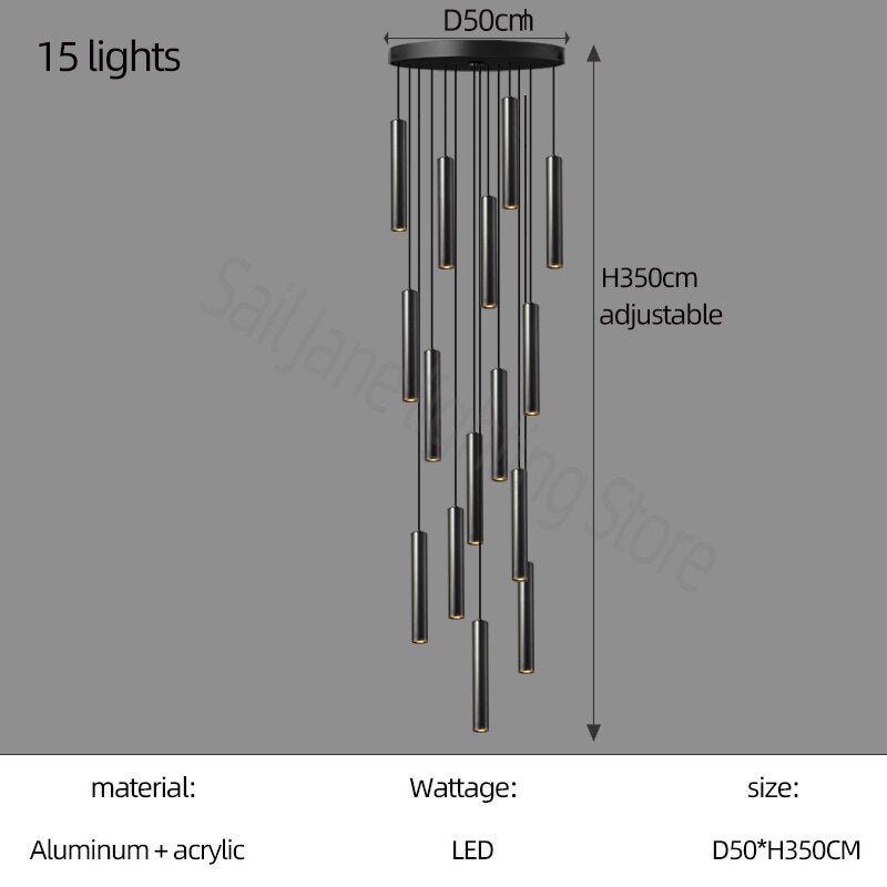 Cylindrical Pendant Staircase Chandelier-MinimalisticDecor.com
