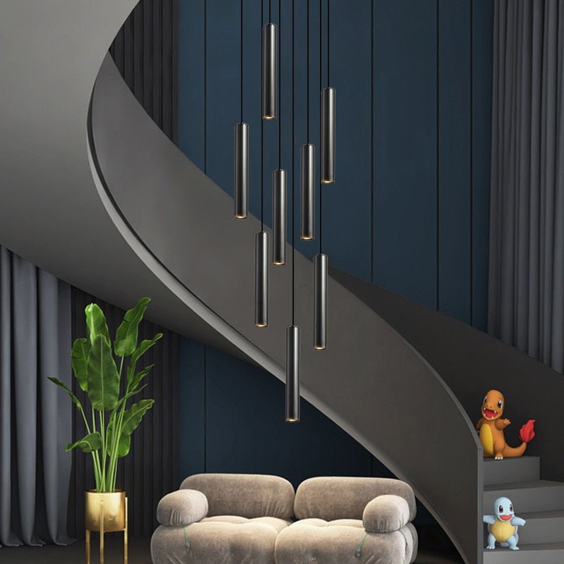 Cylindrical Pendant Staircase Chandelier-MinimalisticDecor.com