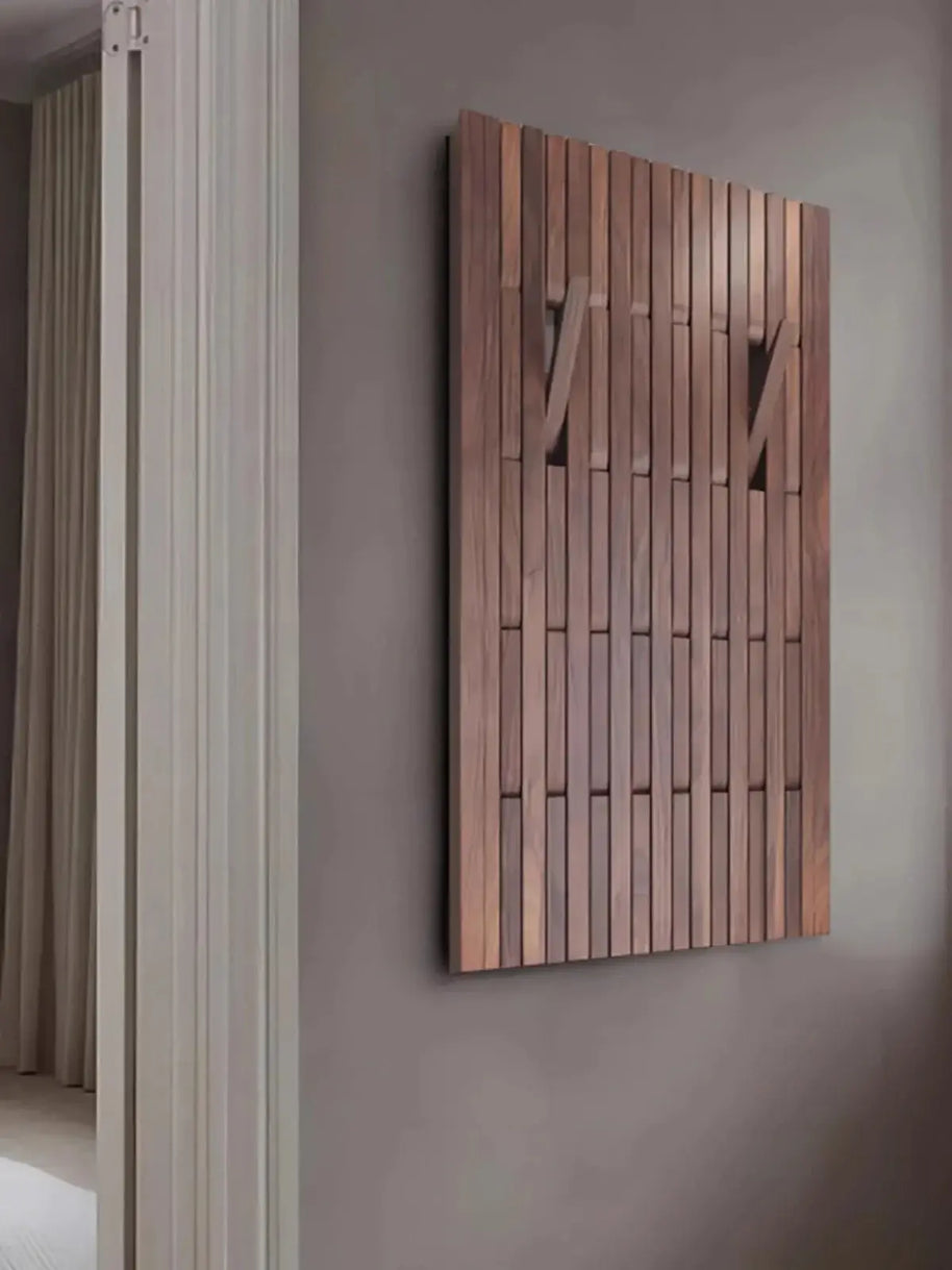 Dark Wallnut Wood Piano Wall Hanging Coats Organiser-MinimalisticDecor.com