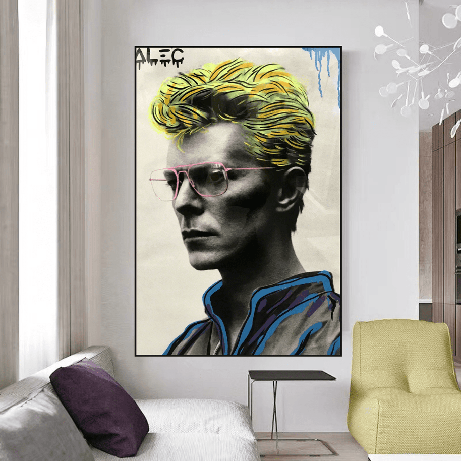 David Bowie Singer by Alec Canvas Wall Art-MinimalisticDecor.com