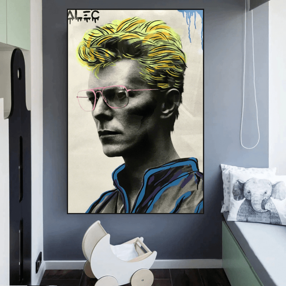 David Bowie Singer by Alec Canvas Wall Art-MinimalisticDecor.com