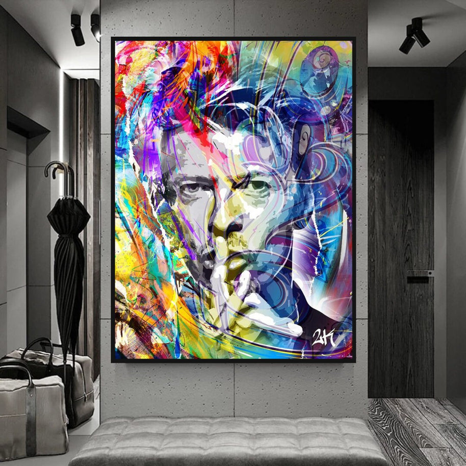 David Bowie Singer Famous Wall Canvas Art Wall Hanging-MinimalisticDecor.com