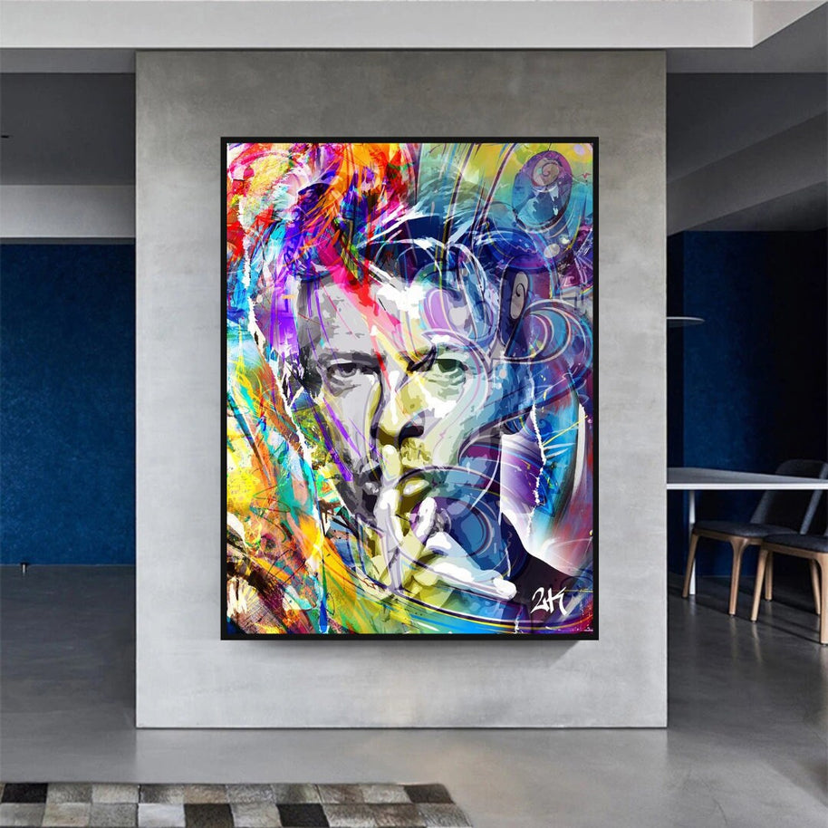 David Bowie Singer Famous Wall Canvas Art Wall Hanging-MinimalisticDecor.com