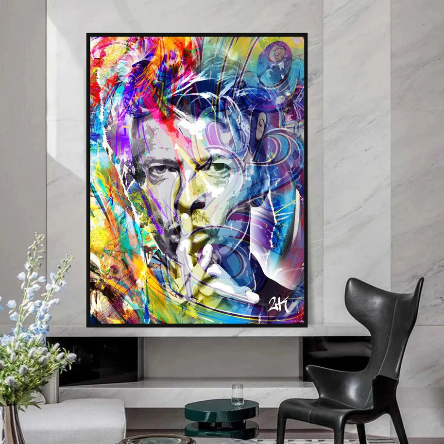 David Bowie Singer Famous Wall Canvas Art Wall Hanging-MinimalisticDecor.com