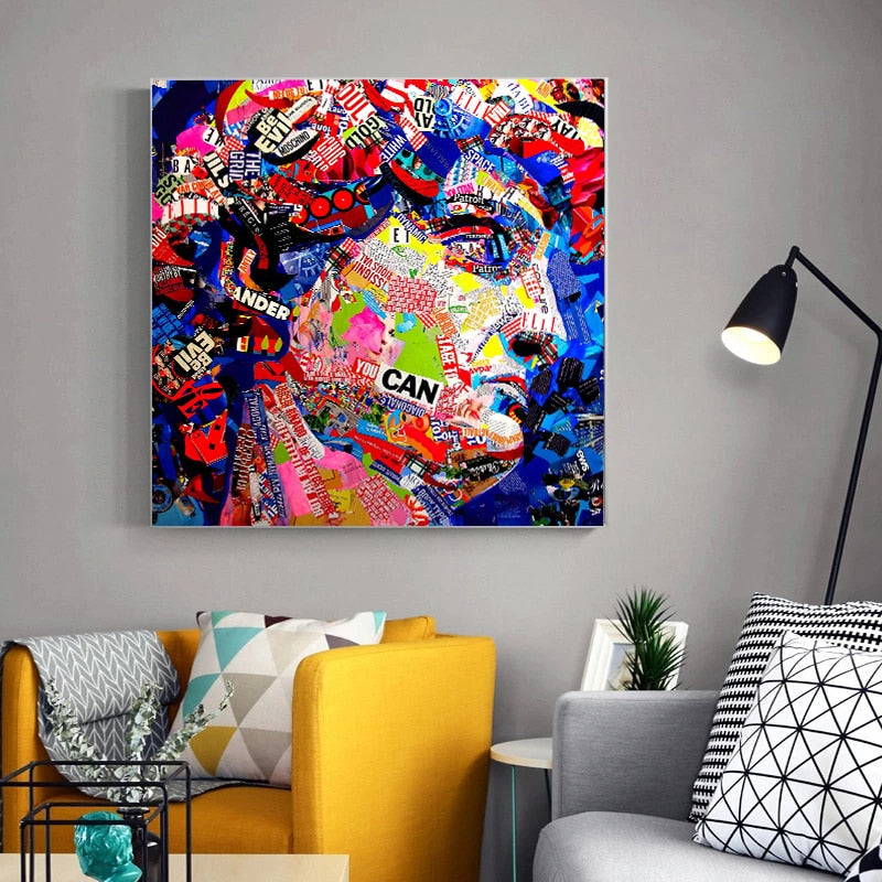 David Head Sculpture Graffiti Canvas Wall Art-MinimalisticDecor.com