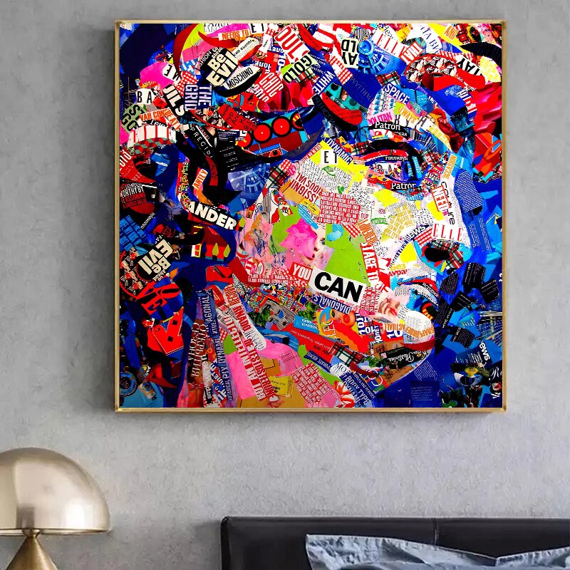 David Head Sculpture Graffiti Canvas Wall Art-MinimalisticDecor.com
