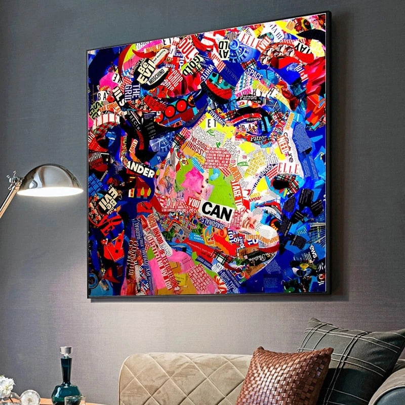 David Head Sculpture Graffiti Canvas Wall Art-MinimalisticDecor.com