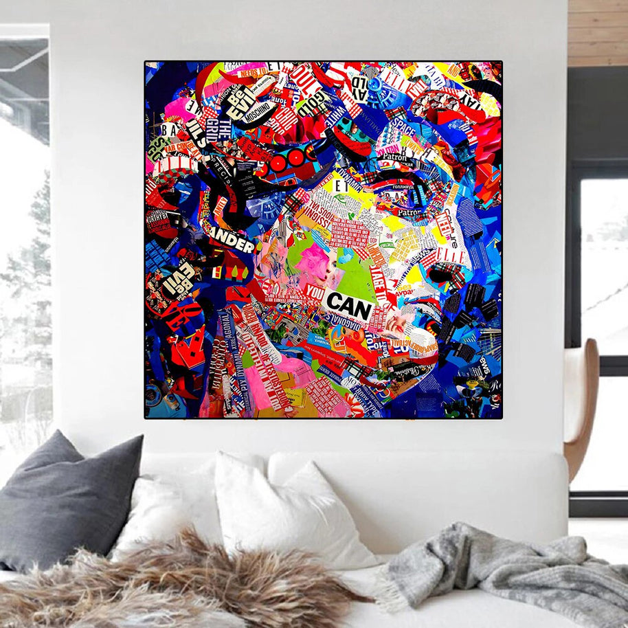 David Head Sculpture Graffiti Canvas Wall Art-MinimalisticDecor.com